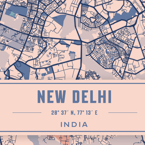 Vintage Stadtplan Neu-Delhi Indien reetro - feel the retro