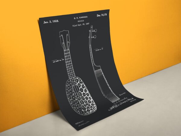 Patent Zeichnung Ukulele Retro Poster