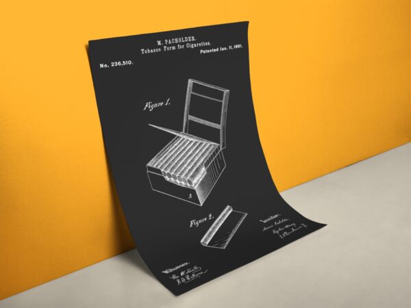 Patent Zeichnung Zigaretten-Box Retro Poster