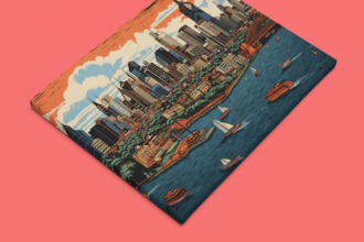 Sydney Leinwand Canvas Roter Hintergrund